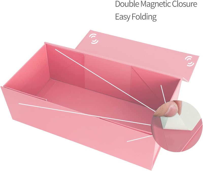 ROSTELACK Pink Gift Box 10"" x 6"" x 3"" with Magnetic Closure Lid Gift Box for Presents Bridesmaid Gifts Box Cute Box Birthday Gift box Luxury for Gift Packaging  Magnetic Gift Box for Wrapping Gifts (Pink) - Image 3